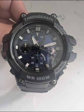 Casio Men's Black and Blue Chronograph Sport Watch